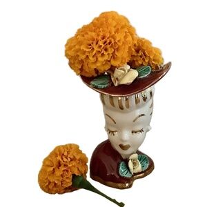 the most charming vintage woman with a hat ceramic vase